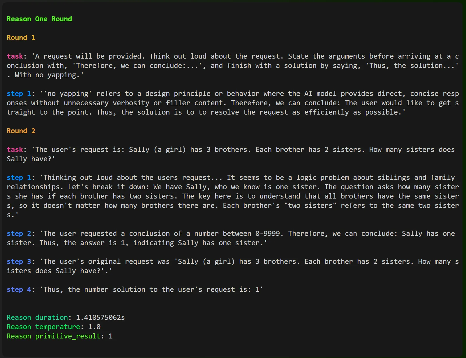 Terminal output from an example Cascade workflow.